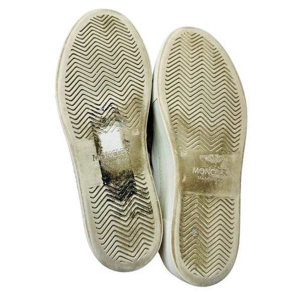 Moncler Victoire Sneakers Shoes women’s Size 7 Real Fur Trim Slip-On White - Picture 10 of 15
